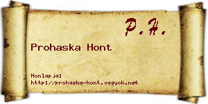 Prohaska Hont névjegykártya